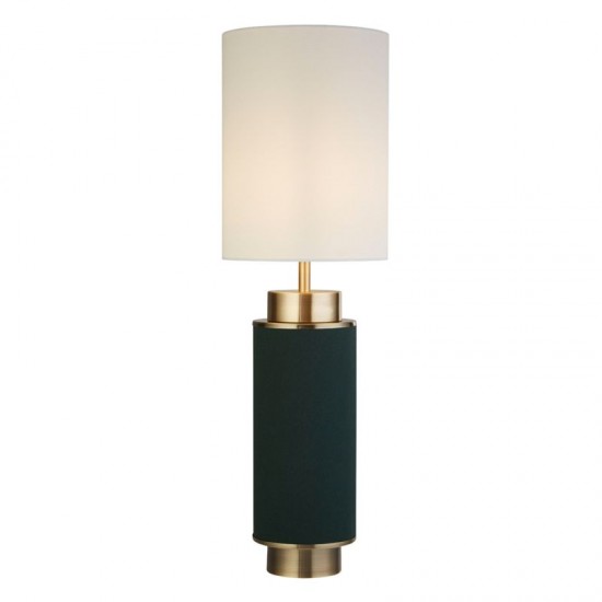 21099-006 Green & Antique Brass Table Lamp with White Shade