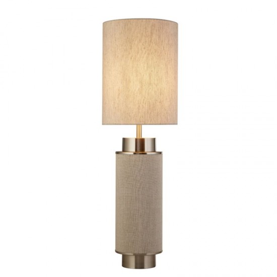 21103-006 Beige & Nickel Table Lamp with Natural Linen Shade