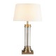21117-006 Clear Glass & Antique Brass Table Lamp with Cream Shade