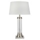 21118-006 Clear Glass & Satin Silver Table Lamp with Cream Shade