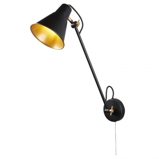 21174-006 Black & Gold Swing Wall Lamp