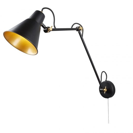 21217-006 Black & Gold Swing Wall Lamp