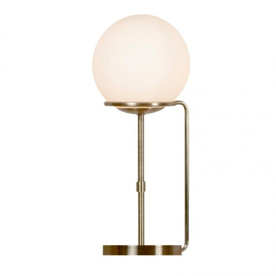 21241-006 Antique Brass Table Lamp with White Glass