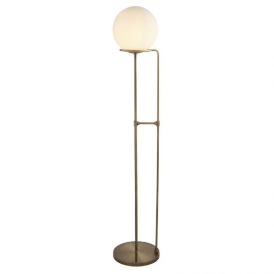 21242-006 Antique Brass Floor Lamp with White Glass