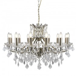 21256-006 Antique Brass 12 Light Chandelier with Crystal