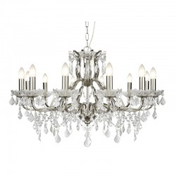 21257-006 Satin Silver 12 Light Chandelier with Crystal 21257-006 Satin Silver 12 Light Chandelier with Crystal