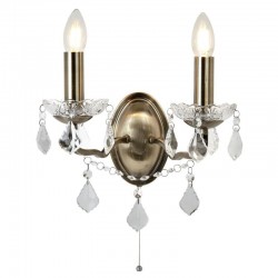 21259-006 Antique Brass 2 Light Wall Lamp with Crystal