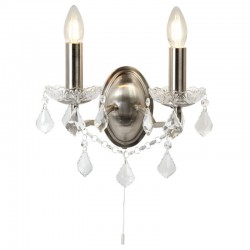 21260-006 Satin Silver 2 Light Wall Lamp with Crystal