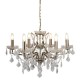 21265-006 Antique Brass 6 Light Chandelier with Crystal