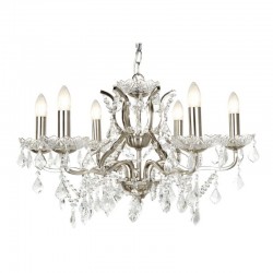 21266-006 Satin Silver 6 Light Chandelier with Crystal 21266-006 Satin Silver 6 Light Chandelier with Crystal