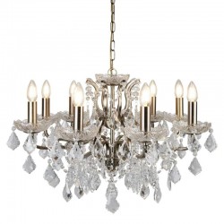 21267-006 Antique Brass 8 Light Chandelier with Crystal