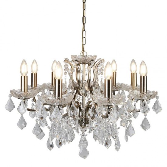 21267-006 Antique Brass 8 Light Chandelier with Crystal