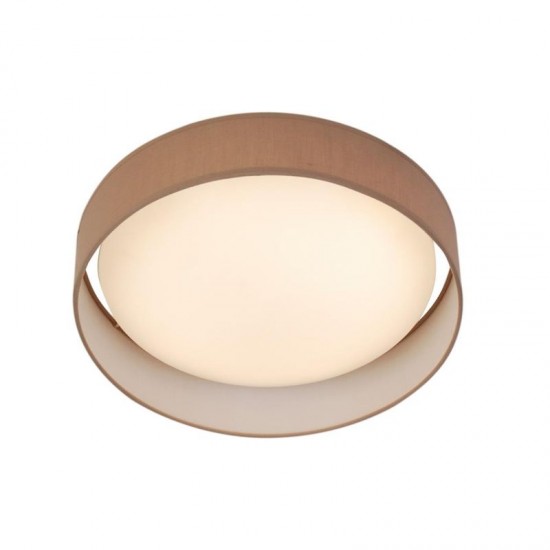 21298-006 LED Brown Fabric & White Small Flush
