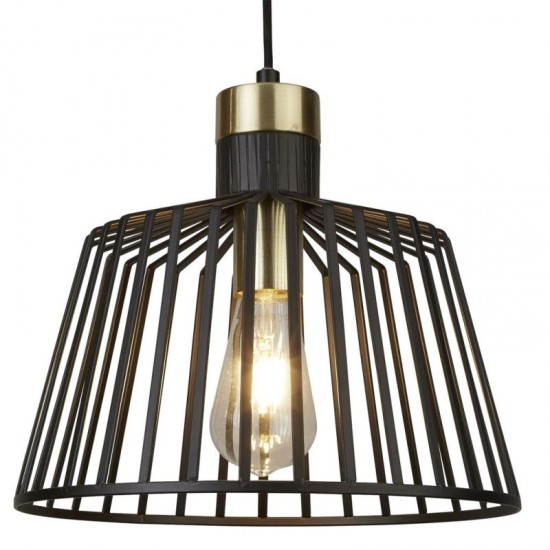 21301-006 Black & Satin Brass Pendant