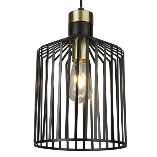 21303-006 Black & Satin Brass Pendant