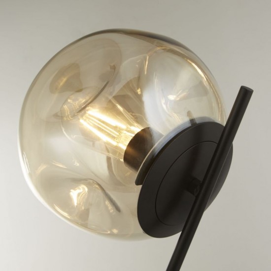 71906-006 Black Table Lamp with Amber Dimpled Glass