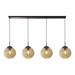 71910-006 Black 4 Light over Island Fitting with Amber Dimpled Glasses
