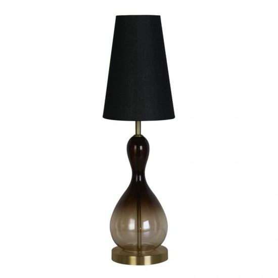 75480-006 Black Ombre Glass Table Lamp with Black Linen Shade