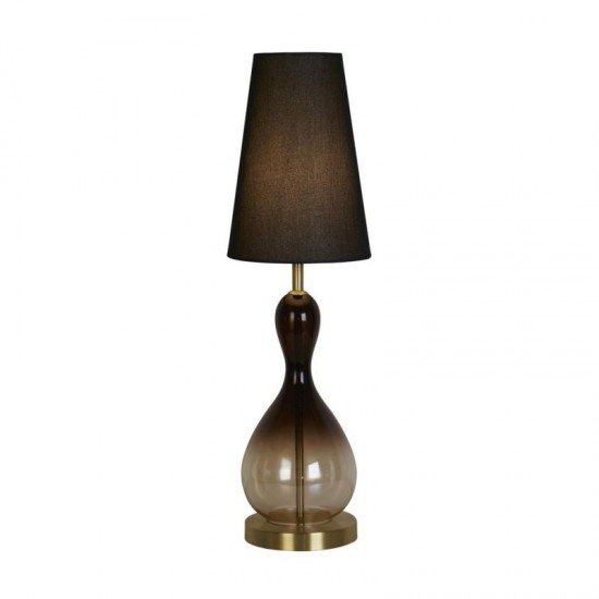 75480-006 Black Ombre Glass Table Lamp with Black Linen Shade