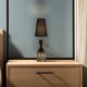 75480-006 Black Ombre Glass Table Lamp with Black Linen Shade
