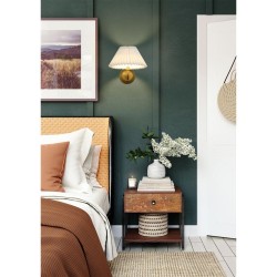 79042-006 Gold Rechargeable LED Wall Lamp with White Pleated Shade