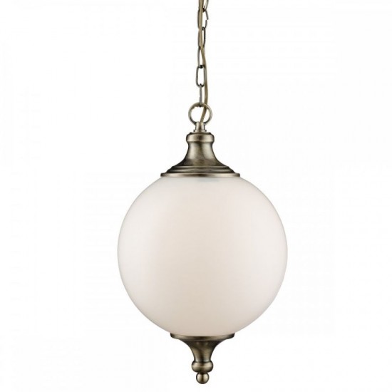 23757-006 Antique Brass Pendant with Opal Glass