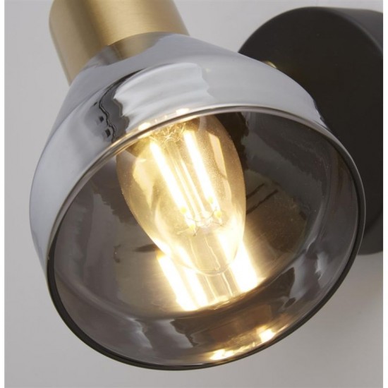 71919-006 Black & Satin Brass Spotlight with Smoked Glass