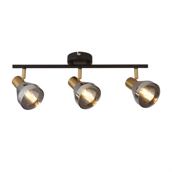 71921-006 Black & Satin Brass 3 Spotlights with Smoked Glasses