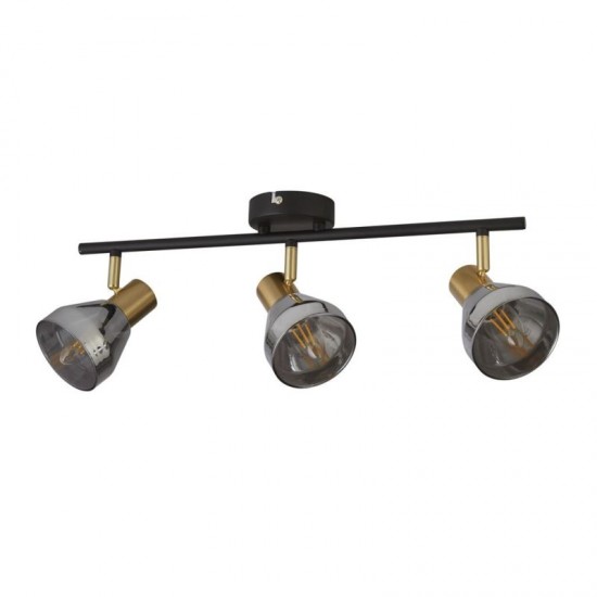 71921-006 Black & Satin Brass 3 Spotlights with Smoked Glasses