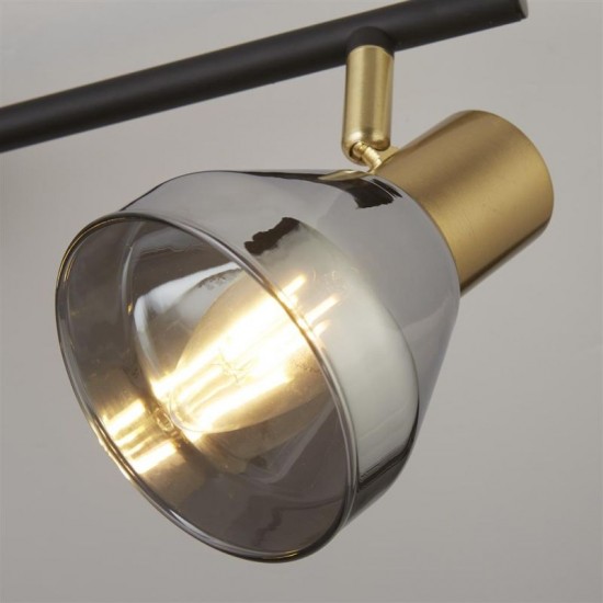 71921-006 Black & Satin Brass 3 Spotlights with Smoked Glasses