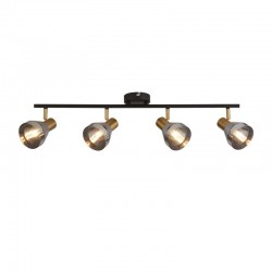 71922-006 Black & Satin Brass 4 Spotlights with Smoked Glasses