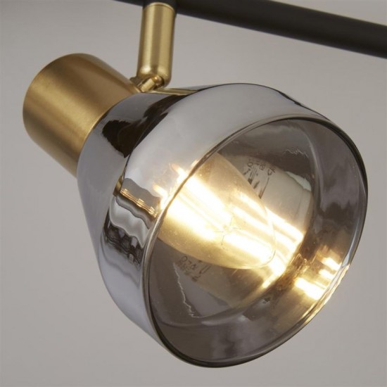 71922-006 Black & Satin Brass 4 Spotlights with Smoked Glasses