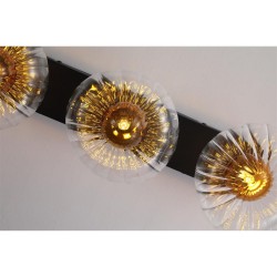 79053-006 Black 3 Light Wall Lamp with Clear & Amber Ribbed Glass