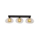 79053-006 Black 3 Light Wall Lamp with Clear & Amber Ribbed Glass