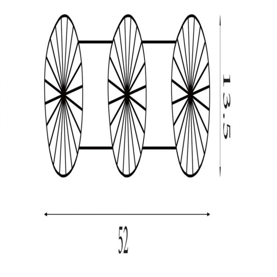 79053-006 Black 3 Light Wall Lamp with Clear & Amber Ribbed Glass