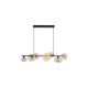 79054-006 Black 7 Light over Island Fitting with Clear & Amber Ribbed Glass