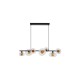 79054-006 Black 7 Light over Island Fitting with Clear & Amber Ribbed Glass