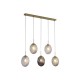 79073-006 Satin Brass 5 Light over Island Fitting with Multicoloured Swirled Glass