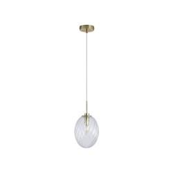 79074-006 Satin Brass Pendant with Clear Swirled Glass