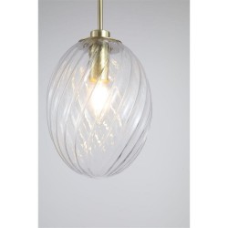 79074-006 Satin Brass Pendant with Clear Swirled Glass