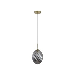 79076-006 Satin Brass Pendant with Smoked Swirled Glass