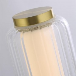 75421-006 Satin Brass LED Table Lamp with Ribbed Glass