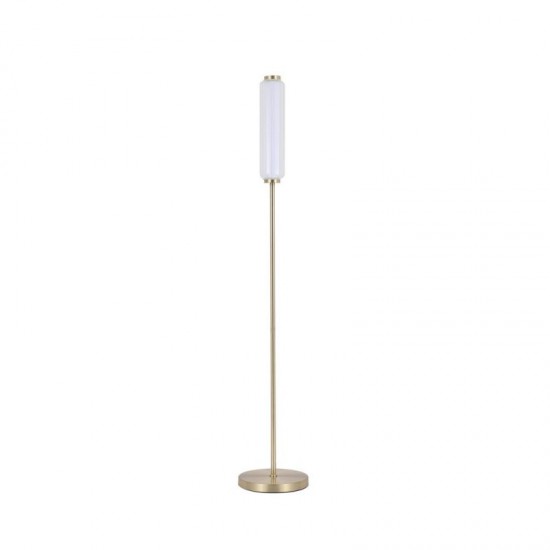 75423-006 Satin Brass LED Floor Lamp with Ribbed Glass
