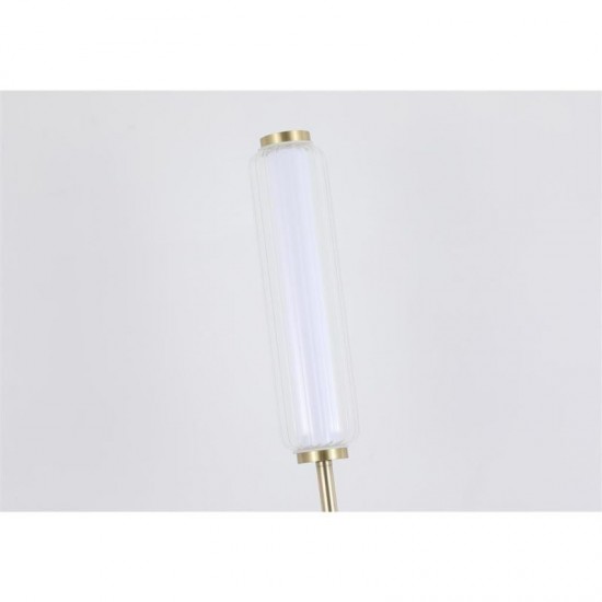 75423-006 Satin Brass LED Floor Lamp with Ribbed Glass