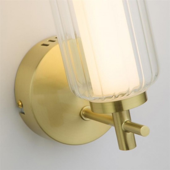 75422-006 Satin Brass LED Wall Lamp with Ribbed Glass
