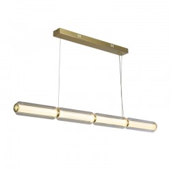 75424-006 Satin Brass LED over Island Fitting with Ribbed Glass