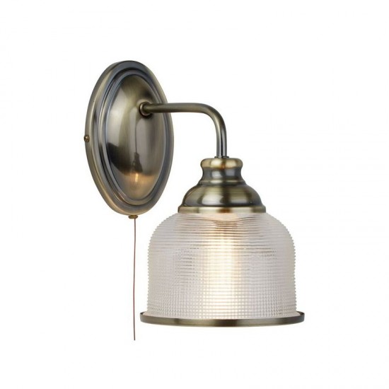 20996-006 Antique Brass Wall Lamp with Textured Glass