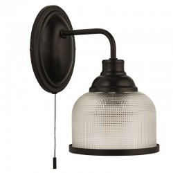 71928-006 Matt Black Wall Lamp with Textured Clear Glasses 71928-006 Matt Black Wall Lamp with Textured Clear Glasses