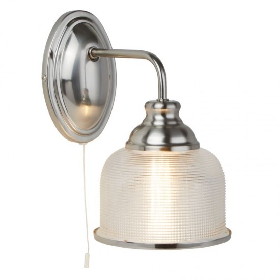 20997-006 Satin Silver Wall Lamp with Textured Glass