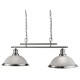 32898-006 Satin Silver 2 Light over Island Fitting with Alabaster Glasses